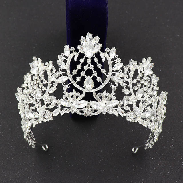 Baroque color glass crystal statement hollow out crown