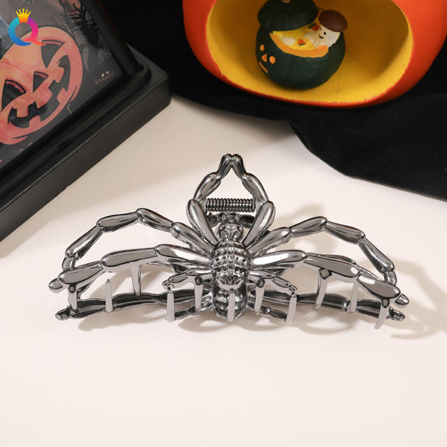Halloween metal design hollow out spider shape hair claw clips for women