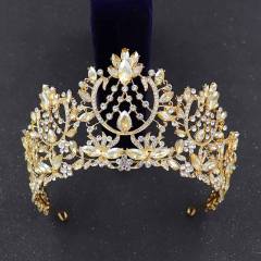 Baroque color glass crystal statement hollow out crown