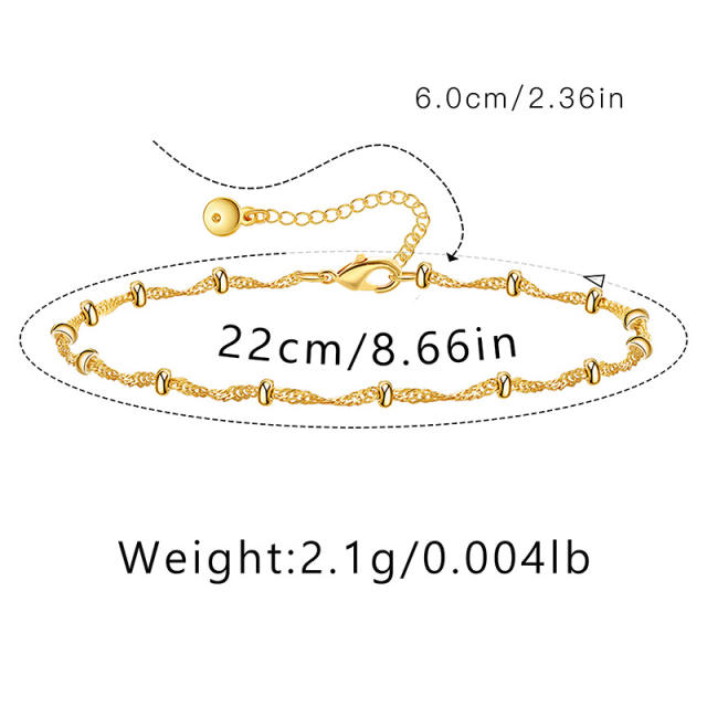 INS real gold plated simple chain beach women anklet