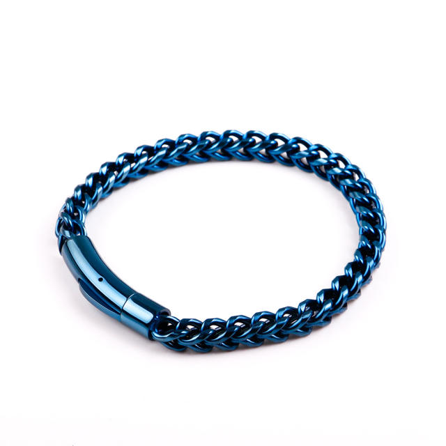 Vintage colorful stainless steel chain bracelet for men
