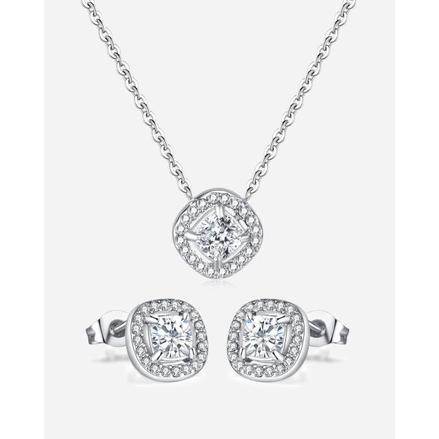 Classic diamond stainless steel necklace set wedding jewelry