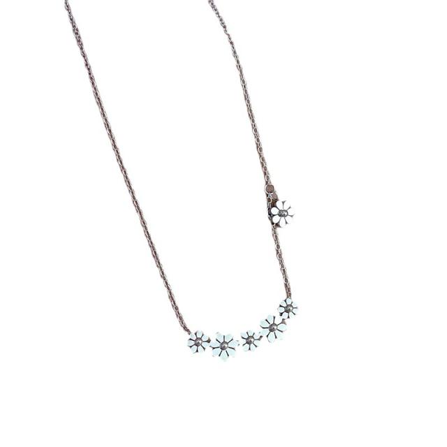 Sweet 6pcs daisy flower bar shape stainless steel necklace for women