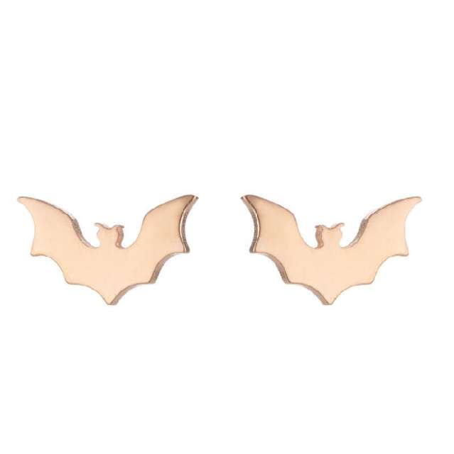 Halloween bat skull web 4 color stainless steel tiny studs earrings