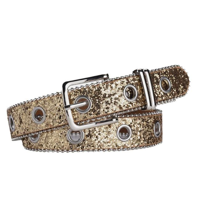 Hot sale shiny colorful PU leather buckle belt