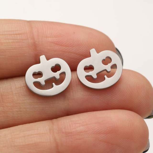 Halloween pumpkin stainless steel studs earrings