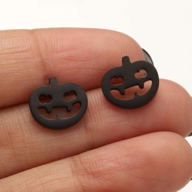 Halloween pumpkin stainless steel studs earrings