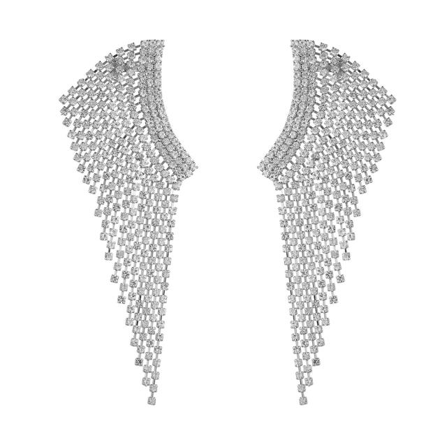 Delicate diamond tassel luxury wedding earrings