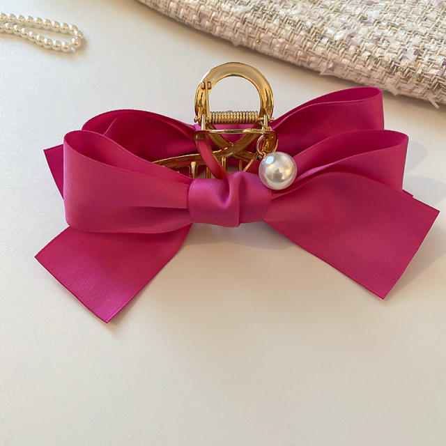 Korean fashion plain color bow large hair claw clips for women