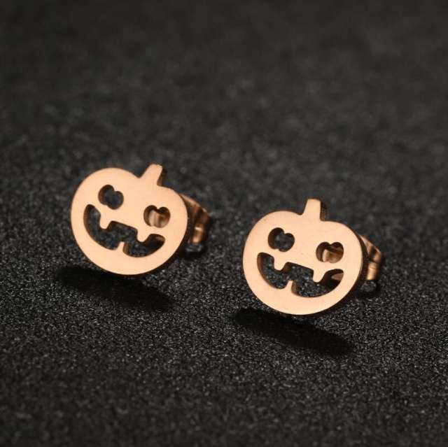 Halloween pumpkin stainless steel studs earrings