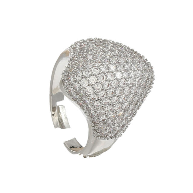 Luxury pave setting cubic zircon diamond copper rings