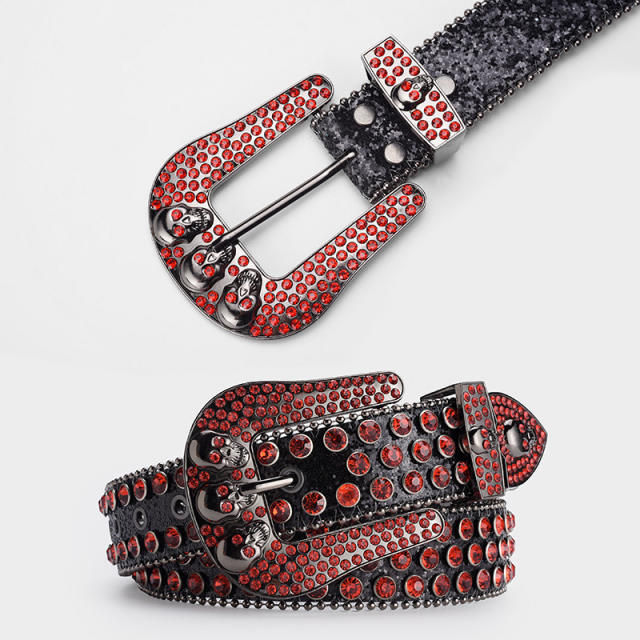 Punk trend halloween full of colorful rhinestone pub buckle belt