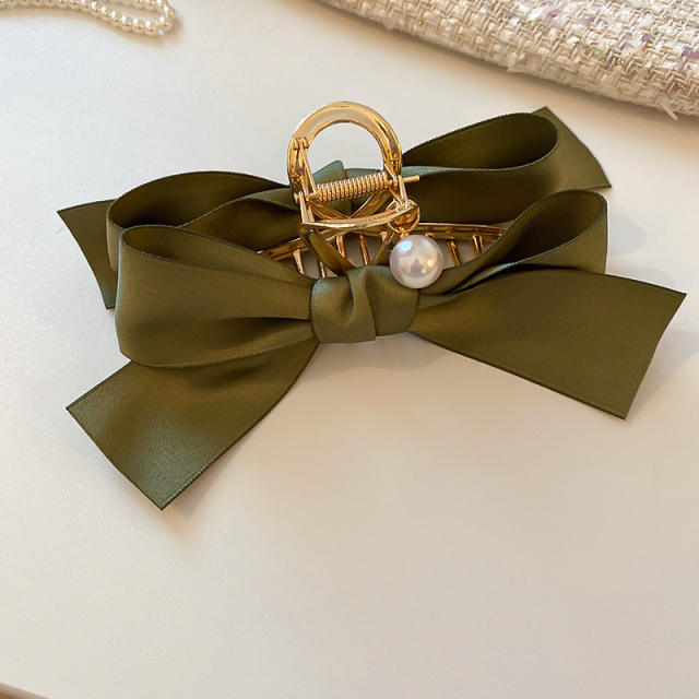 Korean fashion plain color bow large hair claw clips for women