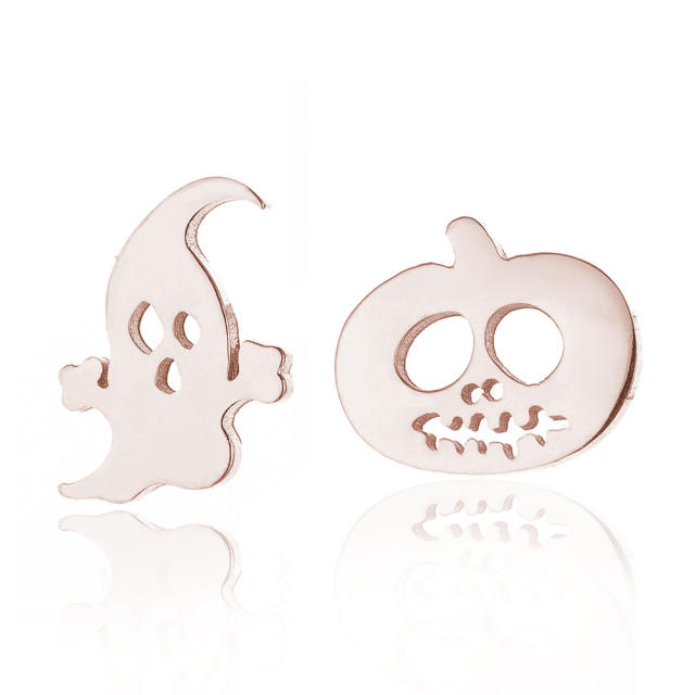 Halloween bat skull web 4 color stainless steel tiny studs earrings