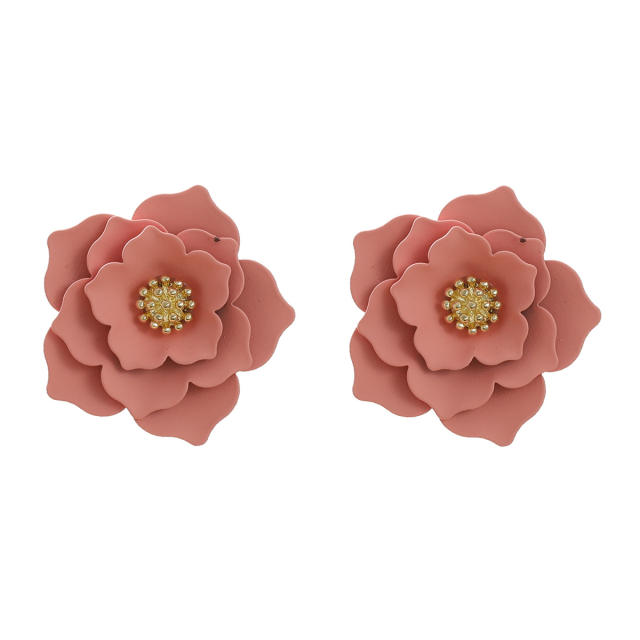 Sweet color painting bloom petal flower studs earrings holiday earrings