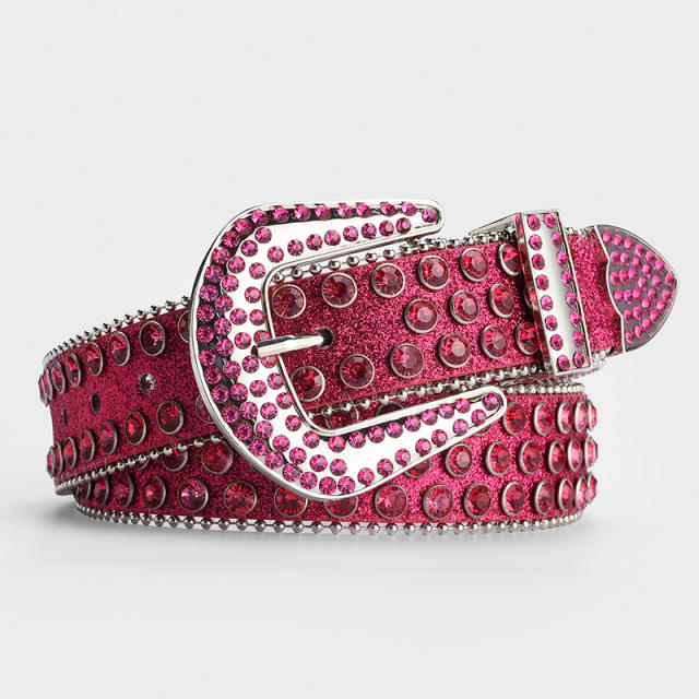 Punk trend halloween full of colorful rhinestone pub buckle belt