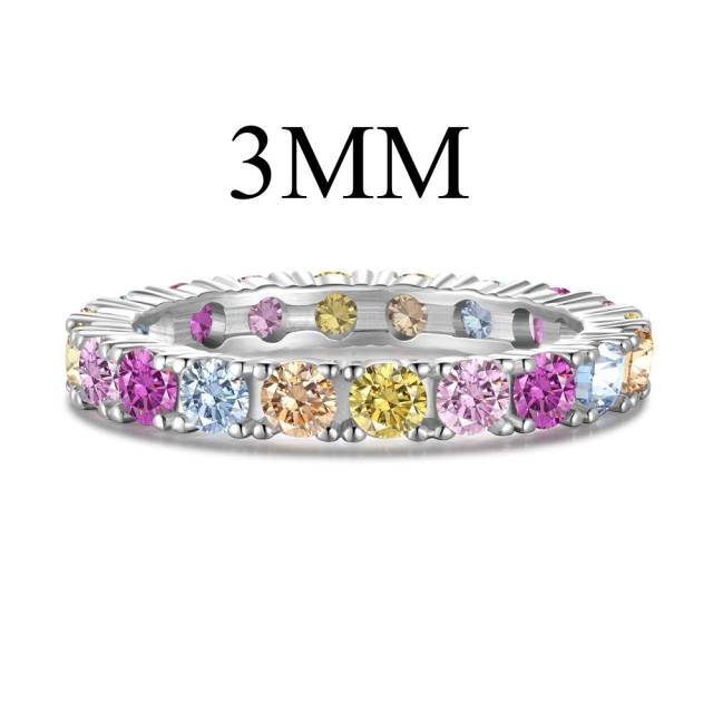 925 sterling silver color cubic zircon eternity rings