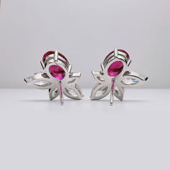 Delicate rose red cubic zircon copper studs earrings for women