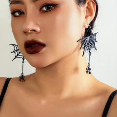 Gothic punk trend halloween hollow out web spider hoop earrings