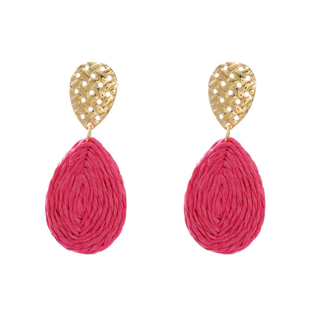 Summer fresh colorful straw drop women earrings beach earrings