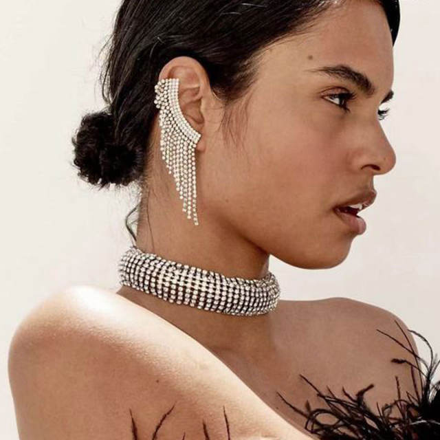 Delicate diamond tassel luxury wedding earrings