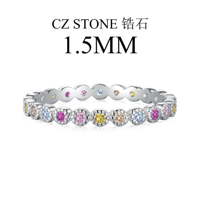 925 sterling silver sweet color cubic zircon eternity  rings for women