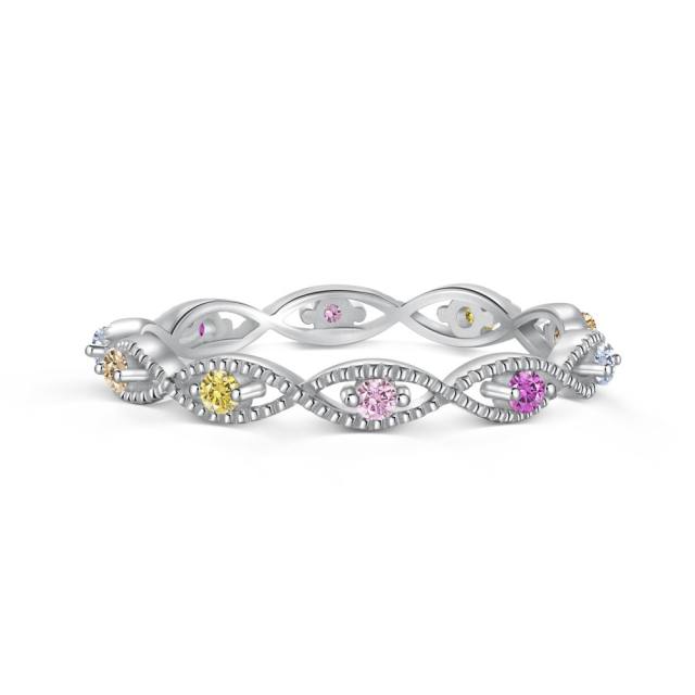 925 sterling silver evil eye color cubic zircon unique eternity rings