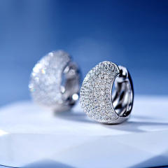 Luxury pave setting cubic zircon copper huggie earrings for men