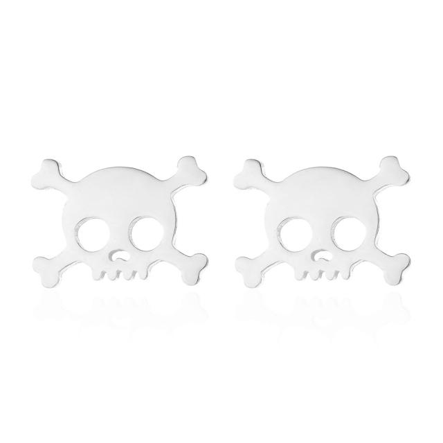 Halloween bat skull web 4 color stainless steel tiny studs earrings