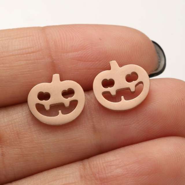 Halloween pumpkin stainless steel studs earrings