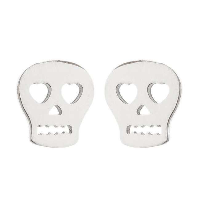 Halloween bat skull web 4 color stainless steel tiny studs earrings