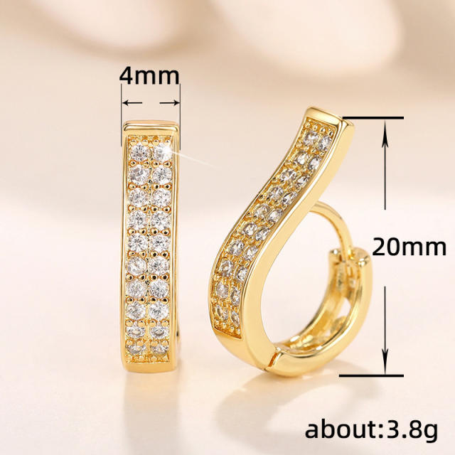 Easy match hollow out pattern diamond huggie earrings