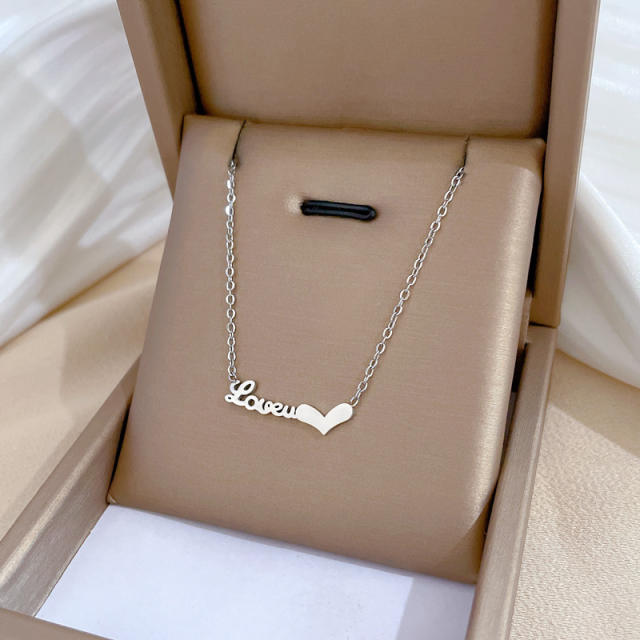Personality love letter tiny heart stainless steel dainty necklace