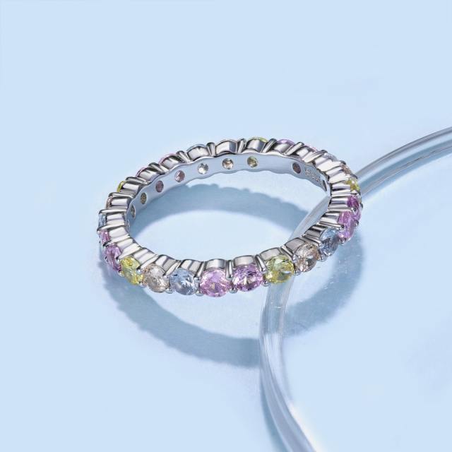 925 sterling silver color cubic zircon eternity rings