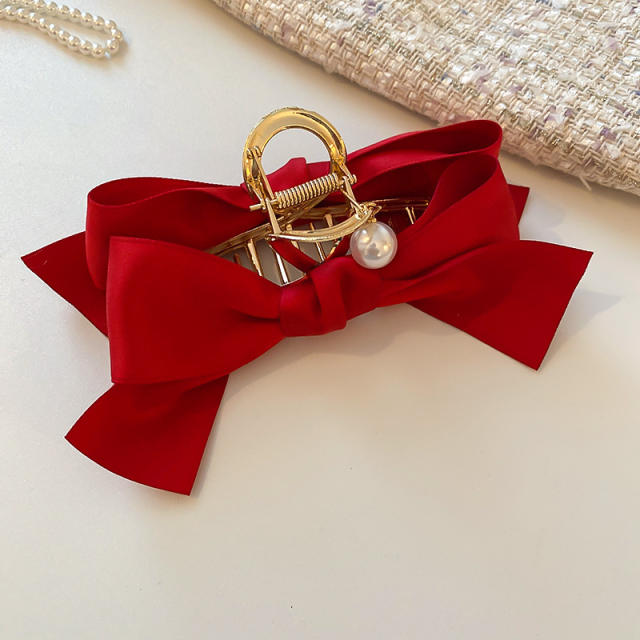 Korean fashion plain color bow large hair claw clips for women