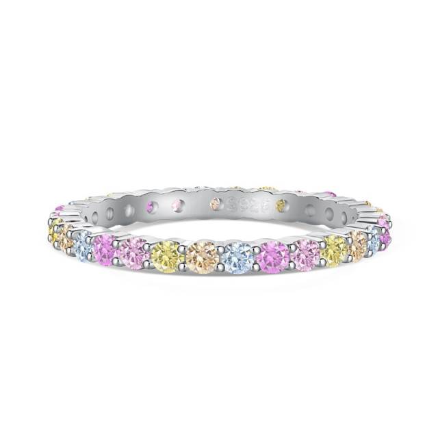 925 sterling silver color cubic zircon eternity rings
