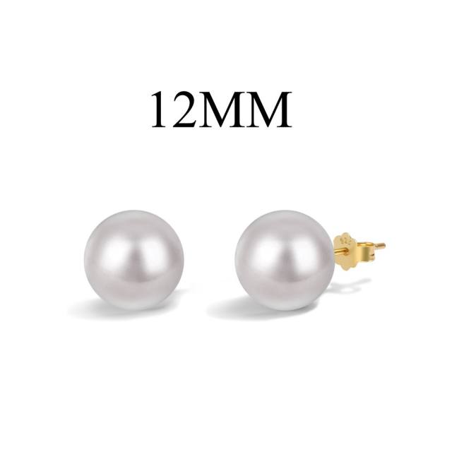 Elegant pearl 925 sterling silver studs earrings