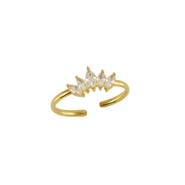 Diamond crown stainless steel finger rings