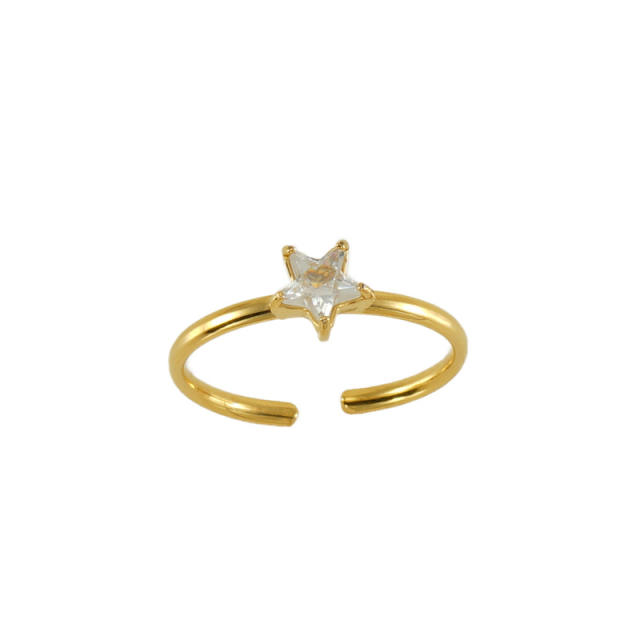 Diamond star stainless steel finger rings