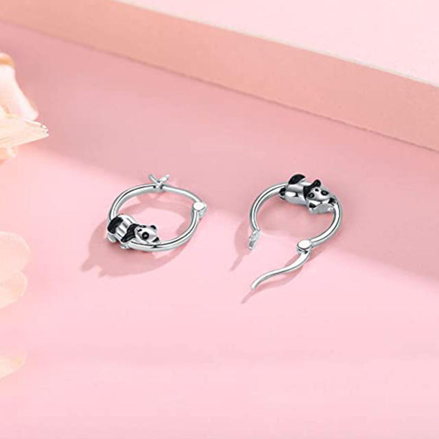 Cute panda copper hoop earrings