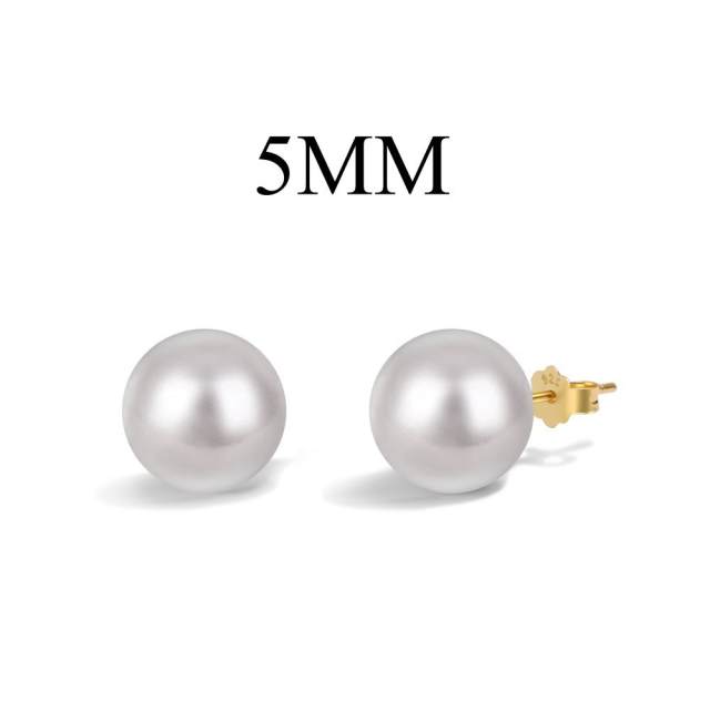 Elegant pearl 925 sterling silver studs earrings