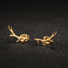Cute antler stainless steel studs earrings tiny earrings christmas