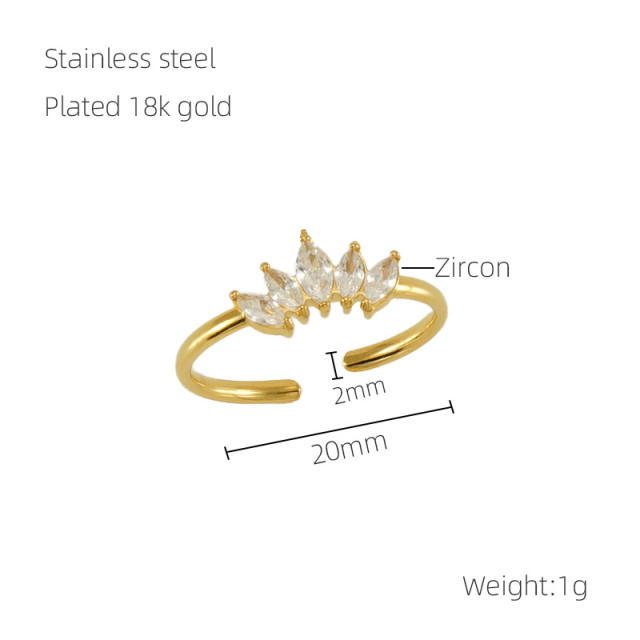 Diamond crown stainless steel finger rings