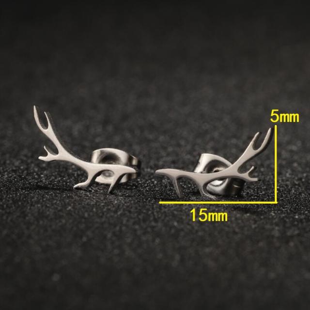 Cute antler stainless steel studs earrings tiny earrings christmas