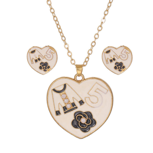 Cartoon animal Anime enamel necklace earrings set gift necklace set