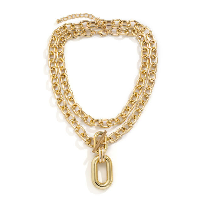 Punk trend thick chain two layer necklace