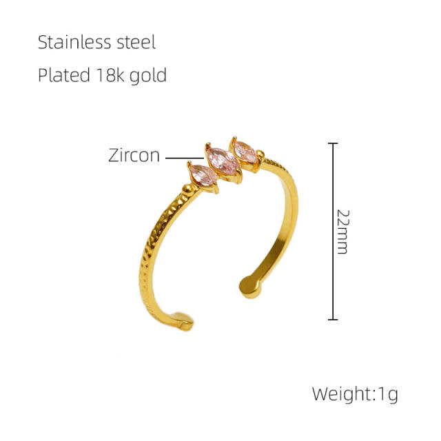 Colorful cubic zircon statement dainty women stainless steel rings
