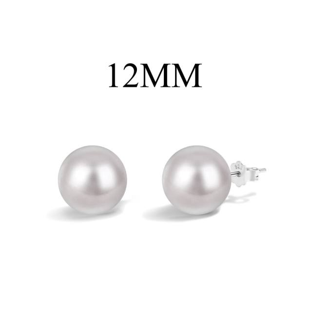 Elegant pearl 925 sterling silver studs earrings