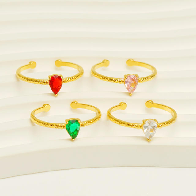 Pearl cut colorful cubic zircon stainless steel rings