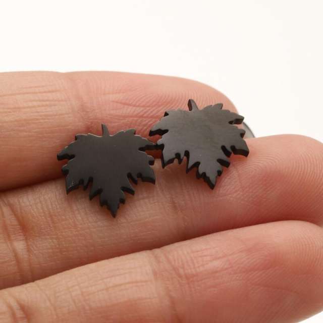 Fall easy match Maple leaf stainless steel studs earrings